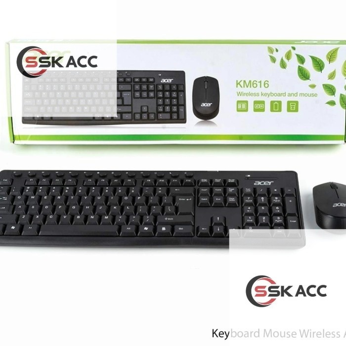 KEYBOARD + MOUSE WIRELESS ACER COMBO FREE BATERAI SSKACC-KOMPUTER