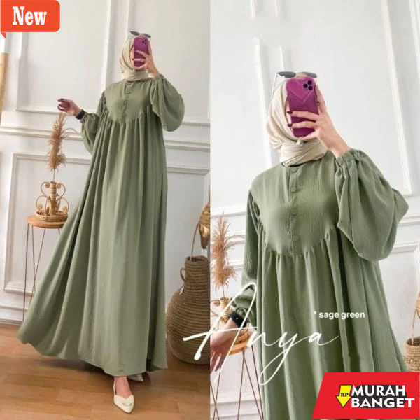 Gamis untuk lebaran- ANYA DRESS MAXY BAHAN CRINKLE AIRFLOW - GAMIS WANITA TERBARU