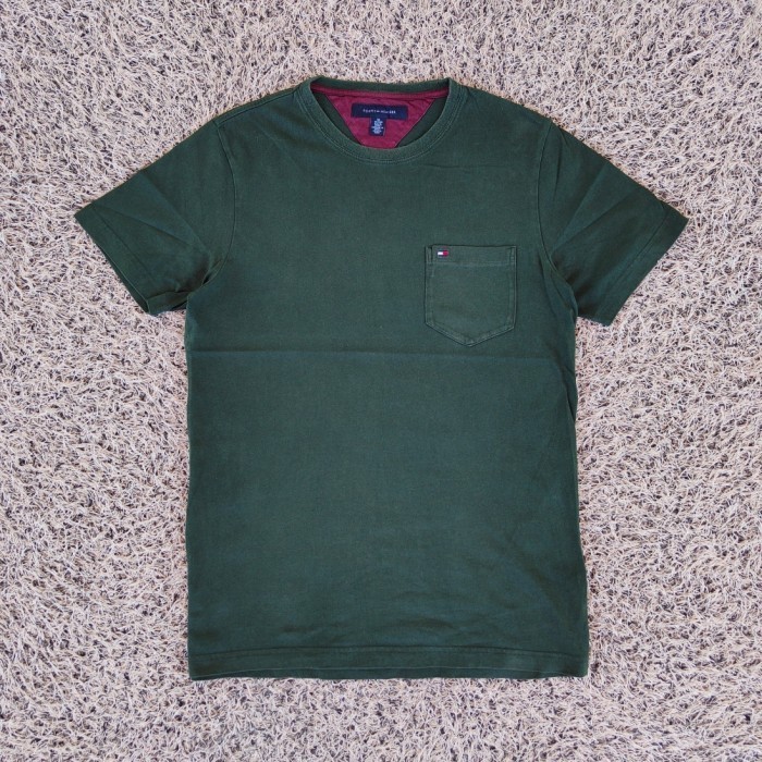 tommy hilfiger pocket tee green original kaos tommy hilfiger original