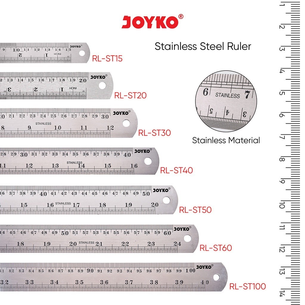 

Stainless Steel Ruler Penggaris Besi Joyko
