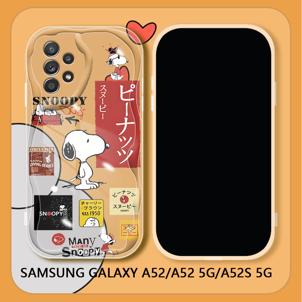 Case Hp Samsung Galaxy A52 A52S 5G A72 A32 A22 4G A12 M12 M22 A02 A02S Cartoon Snoopy Label Phone Ca