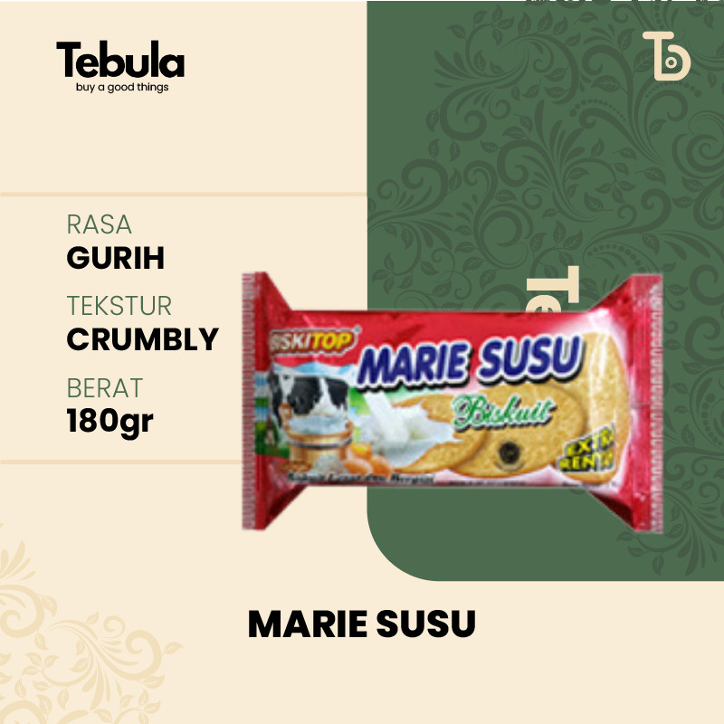 

[ TEBULA ] - BISKITOP MARIE SUSU 180g Biskuit Anak Dewasa Rasa Susu Milk Enak Renyah Terbaru Lezat