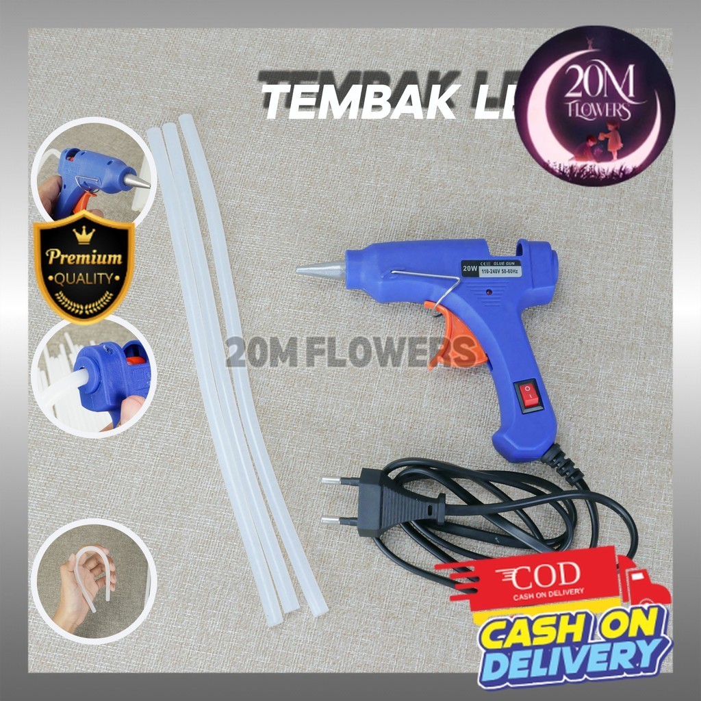 ALAT LEM TEMBAK 20W &amp; 60W SWITCH  ON-OFF HOT MELT GLUE GUN PISTOL LEM TEMBAK UNTUK MEREKATKAN BAHAN ART AND CRAFT DIY KERAJINAN DAN MAHAR