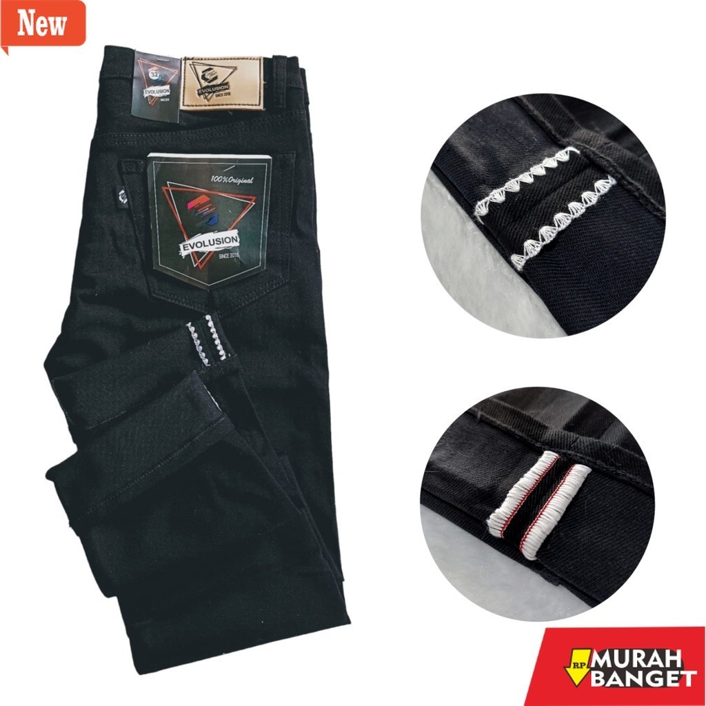 Celana denim pria- celana denim celana denim selvedge denim selvedge Celana Selvedge Denim Hitam Nao
