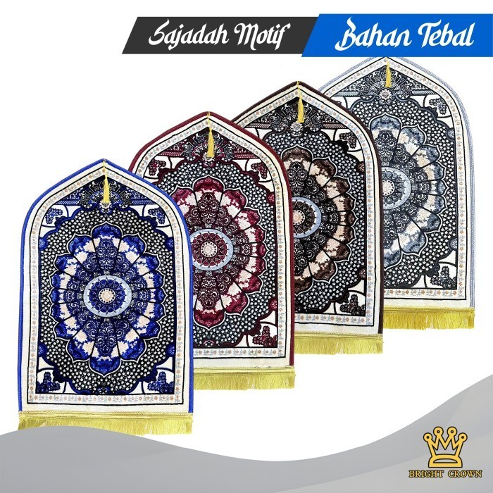 Bright Crown Sajadah Turki Hitam  Tebal / Sajadah Tebal Empuk - Merah6875-11