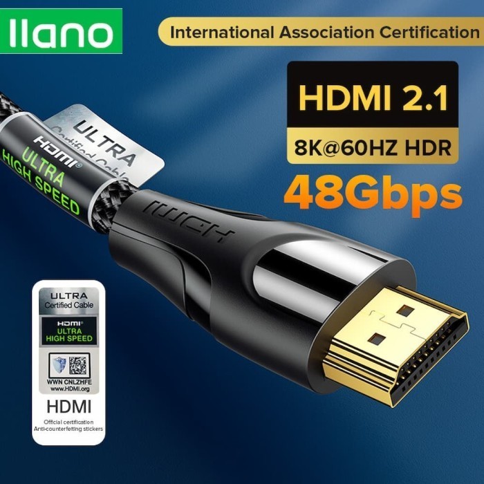 LLANO 8k 60Hz HDMI 2.1 Kabel Cable 8k60Hz HDR Ultra HD No Flicker
