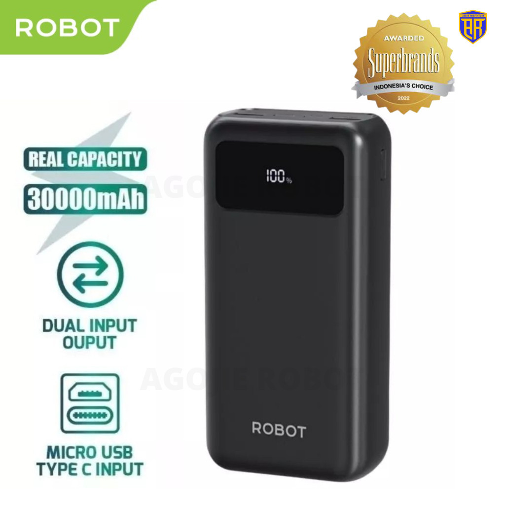 ROBOT RT32 30000 Mah Powerbank Big Capacity Fast Charge Led Indicator