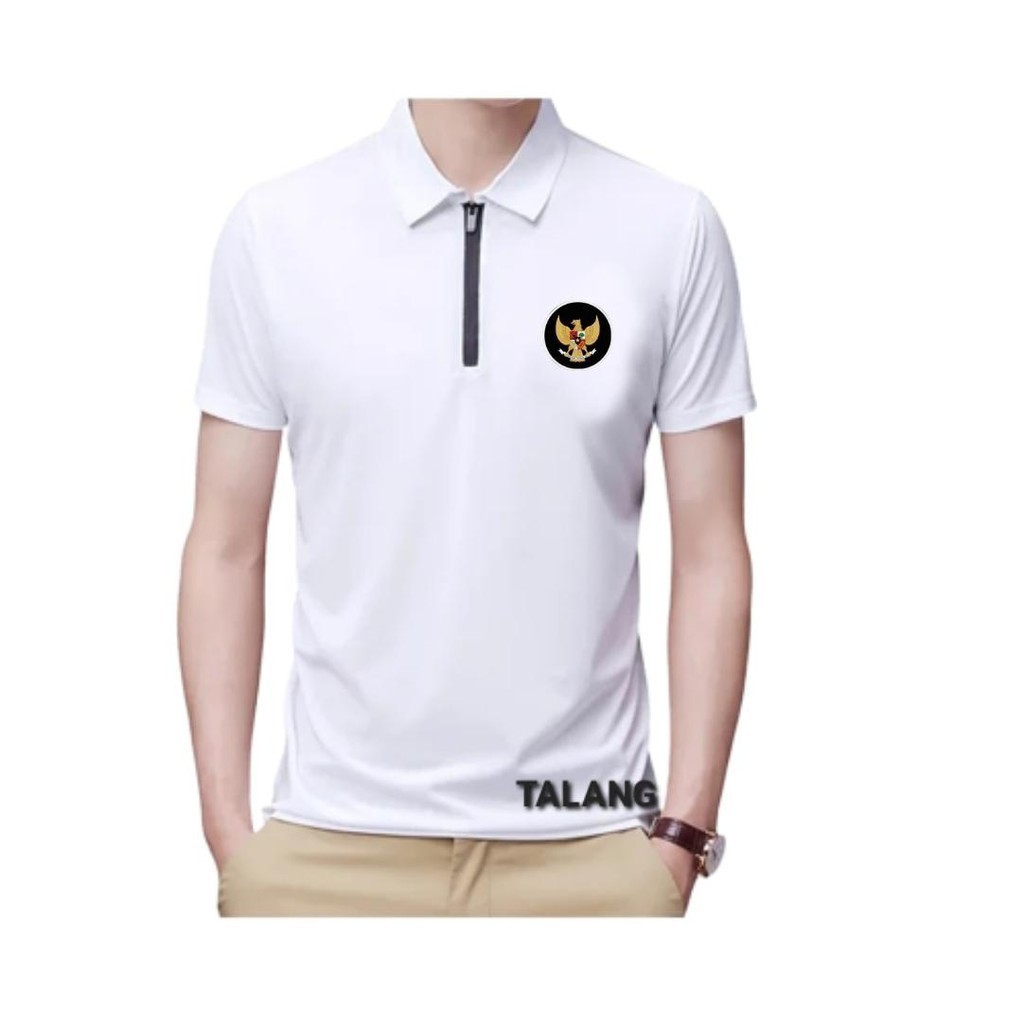 Kaos baju krah resleting GARUDA / ,Kaos Polo Shirt Pria Dewasa Baju Kerah Lengan pendek / KAOS POLO 
