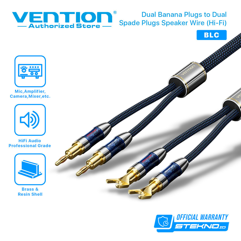 Vention Kabel Speaker Jack Dual Banana Plug to Spade Plug HiFi Pro Series