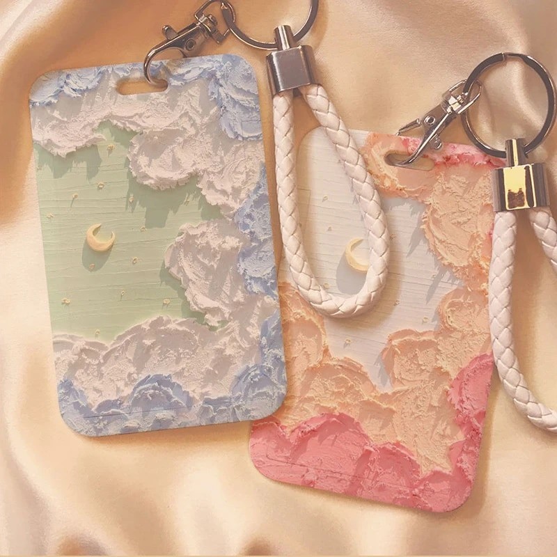 

Cartoon Ins Photocard Holder Keychain Kpop Students Card Protectors Pink ID Bank Cards Cover Schoo