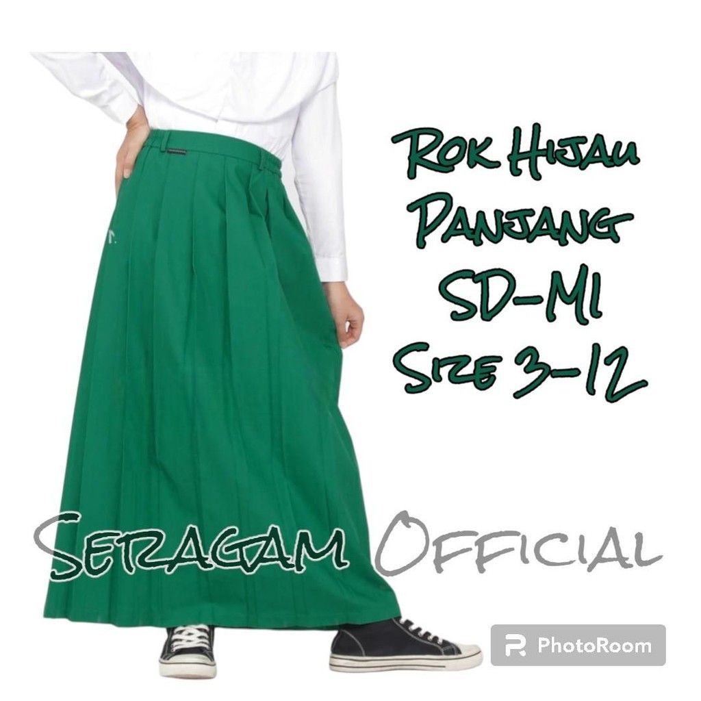 Rok Hijau Panjang Anak Sekolah SD/MI Seragam Sekolah Anak Perempuan