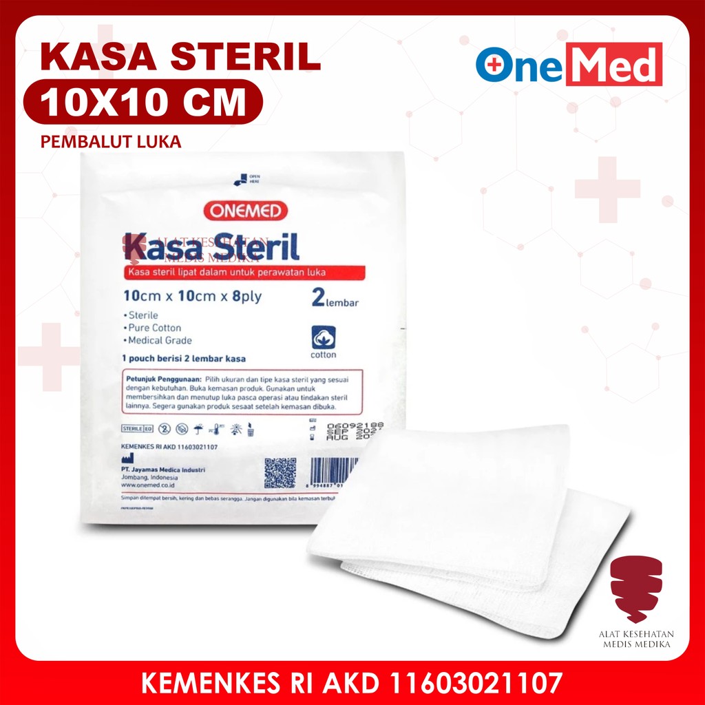 Kasa Sterile 10x10 cm Isi 2 Onemed Peralatan Pembersih Luka P3K Kassa Steril Medis Medical 10 x 10 1