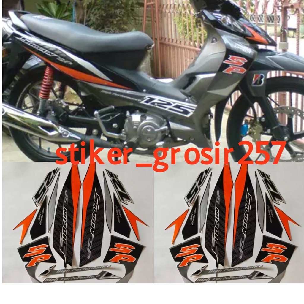 STIKER STRIPING LIS BODY SHOGUN SP 125 2008 2009 HITAM SILVER STANDAR