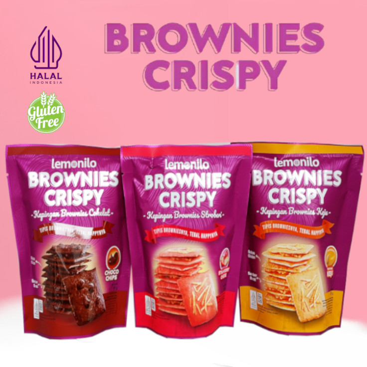 

LEMONILO Brownies Crispy Keju, Chocochips, Strawberry Cheese Gluten Free Cemilan Sehat Tinggi Serat