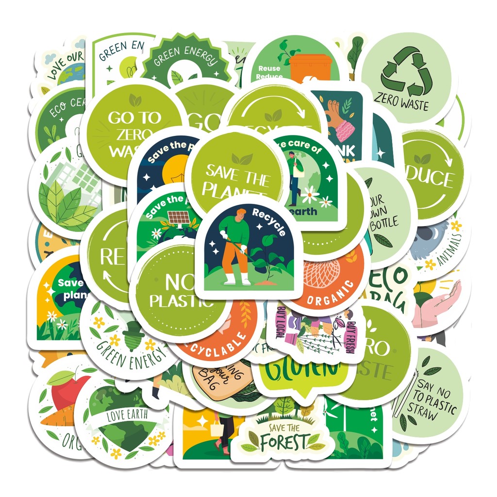 

COD 50 Pcs Stiker Go Green Lucu Anti Air Untuk Dekorasi Notebook Sepeda Skateboard Handphone