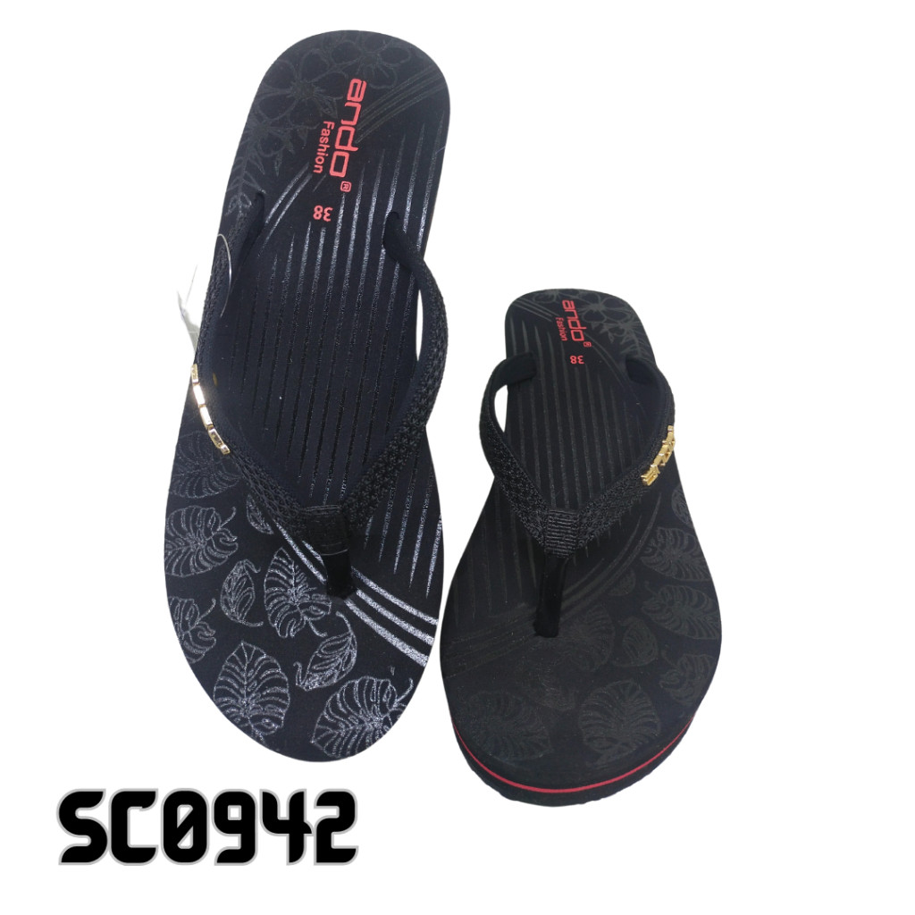 Sandal Sendal Cewek Wanita Anak Perempuan Wedges Tinggi ANDO DELIA Jepit 100% Original Terbaru Indoo
