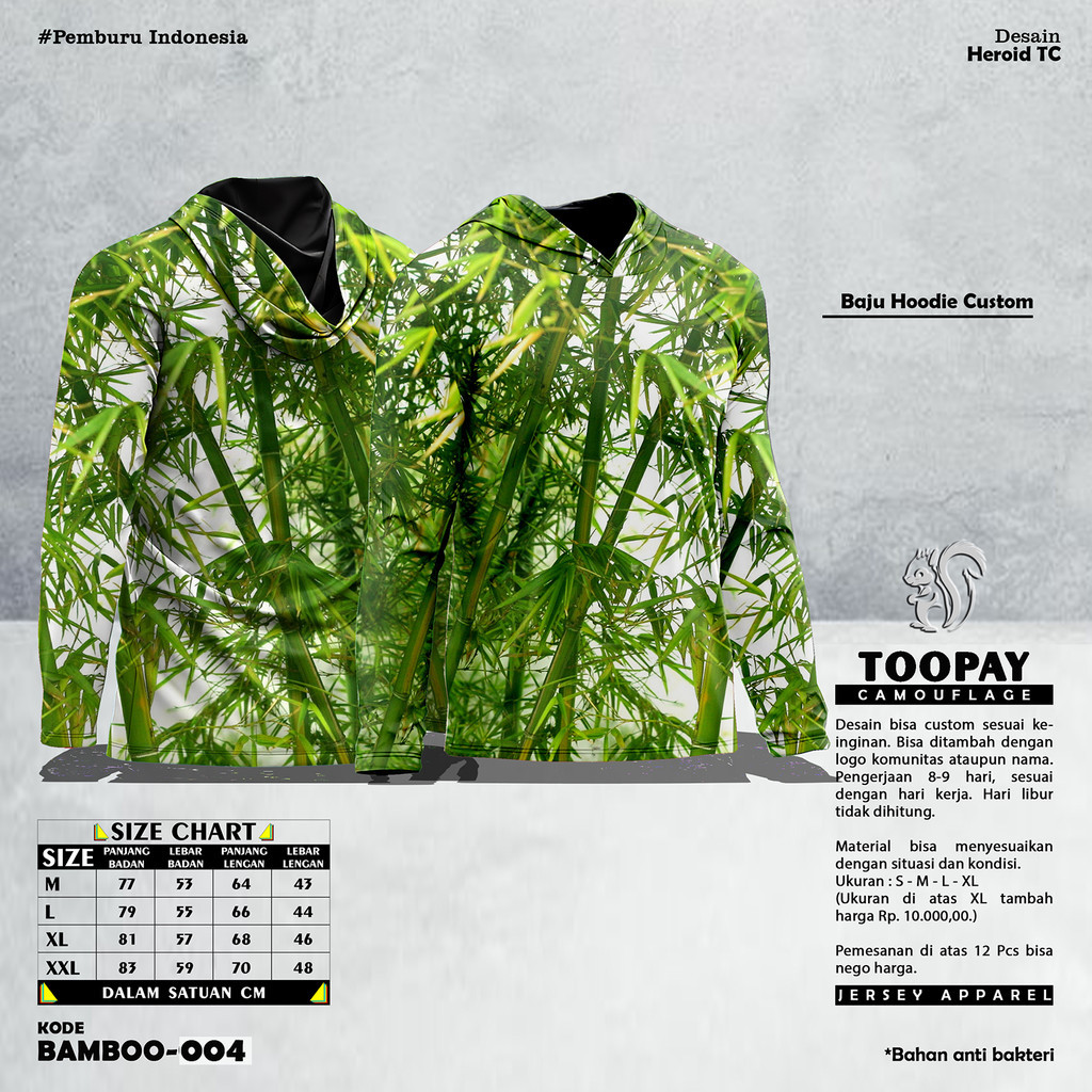 (COD) Baju Kamuflase Hunting Camo dan Kaos Berburu Lengan Panjang Camo untuk Pria Motif Pohon Bambu