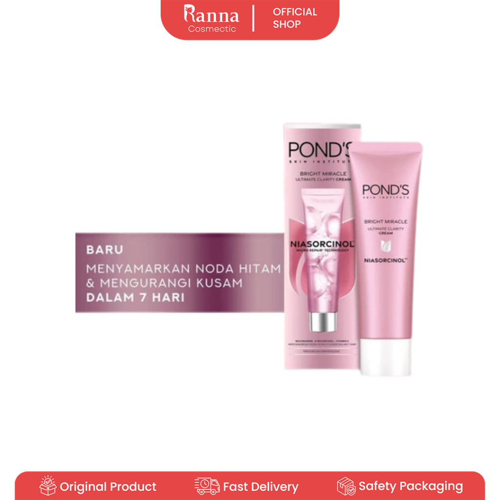 PONDS BRIGHT MIRACLE FM CREAM ULTIMATE CLARITY NIASORCINOL 20GR | PONDS CREAM WAJAH MENCERAHKAN