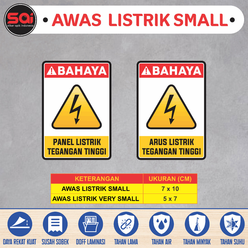 

stiker vinyl anti air/ waterproof BAHAYA PANEL | ARUS LISTRIK TEGANGAN TINGGI SMALL laminasi glossy