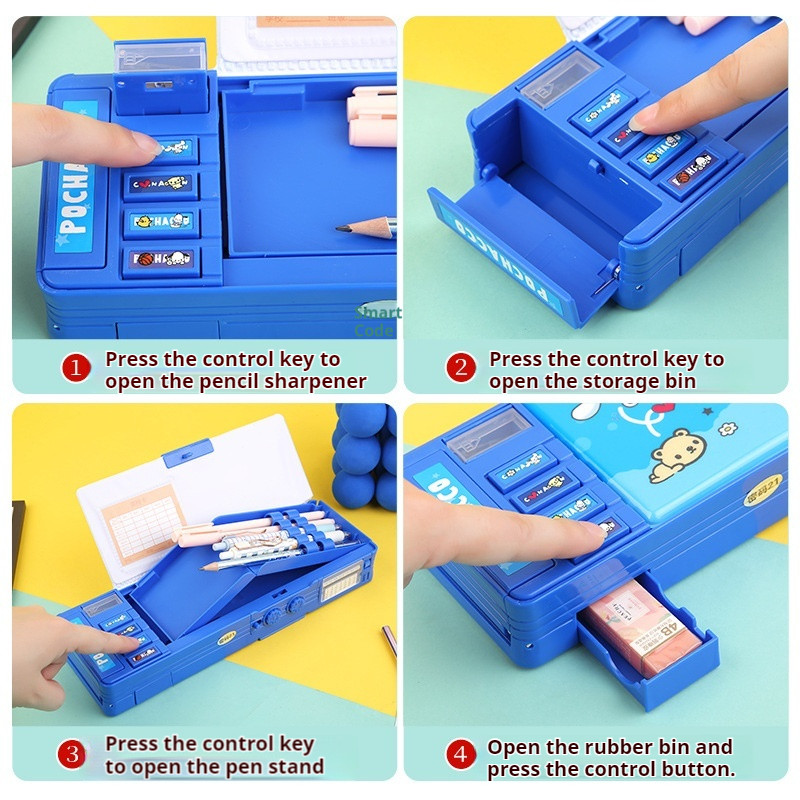 

Hot Sanrio Kuromi Melody Stationery Box Stationery Box Password Lock Multi Functional Large Capacity Pencil Box Children'S Gift