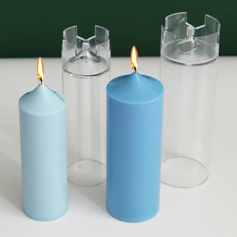 

3D Spire Cylinder Candle Mold DIY Vintage Church Head Candles Making Tool Acrylic Plastic Mould Kit Home Handmade Gift