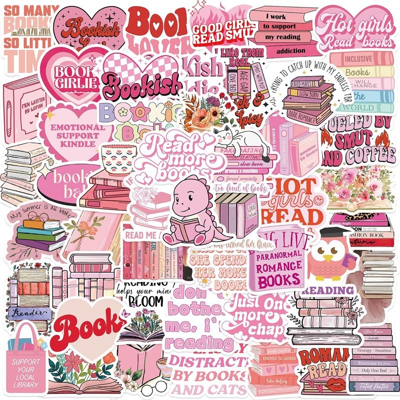 

10/30/50PCS Cartoon Pink Books PVC Sticker Aesthetic Hand Accounting Tools Decoration Scrapbooking Stationery Suppliesfor Kids
