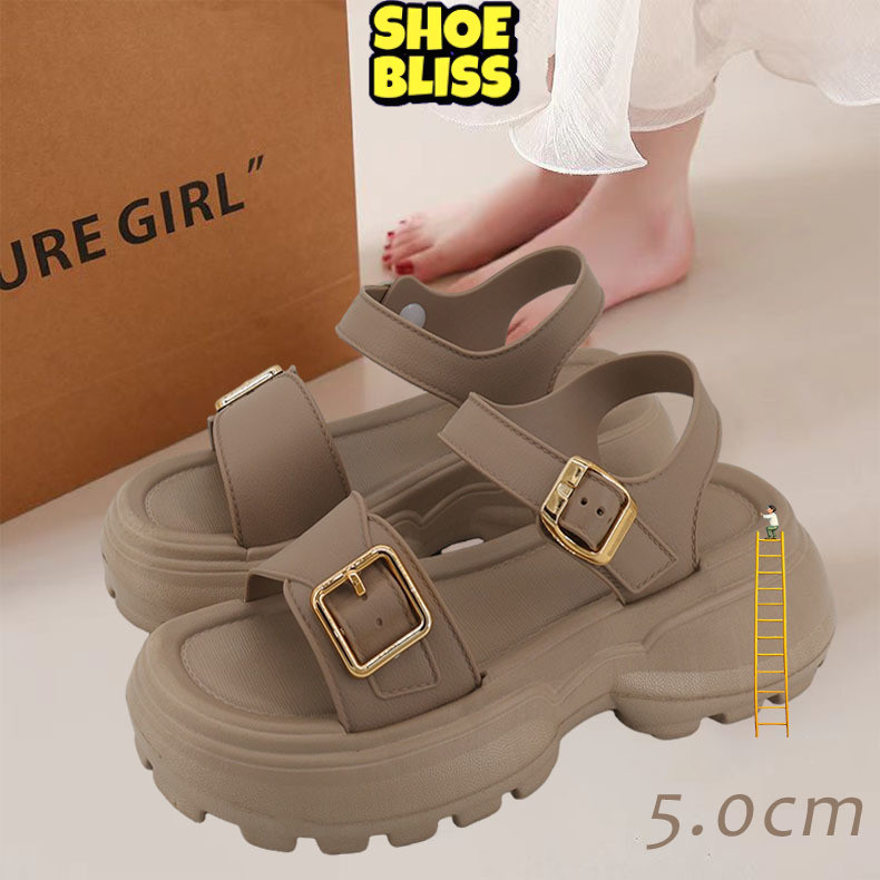 ShoeBliss Sandal Wedges Wanita Sol Tebal Sandal Wanita Fashion Tali EVA