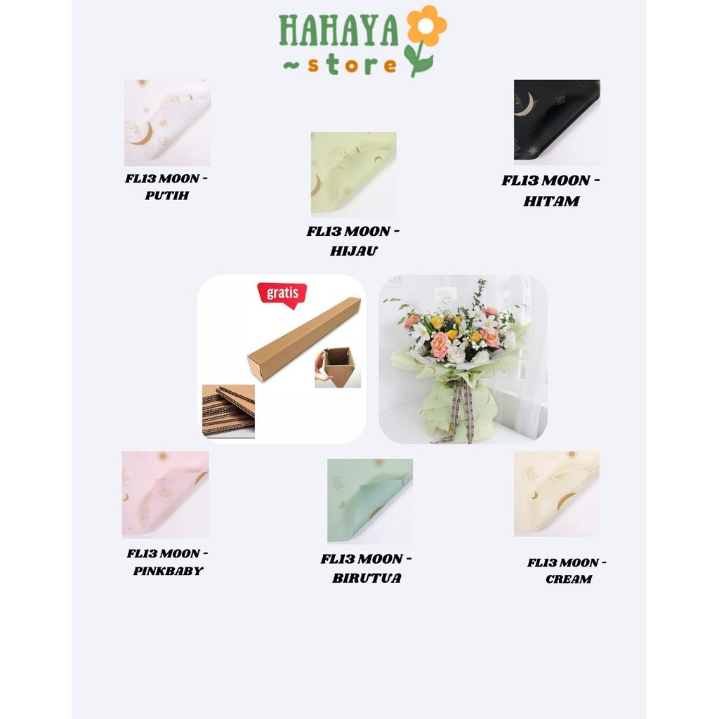 

HAHAYA - (5 LEMBAR) - FL13 MOON Kertas Bunga Paper Buket Motif Bulan Modern Florist Cellophane
