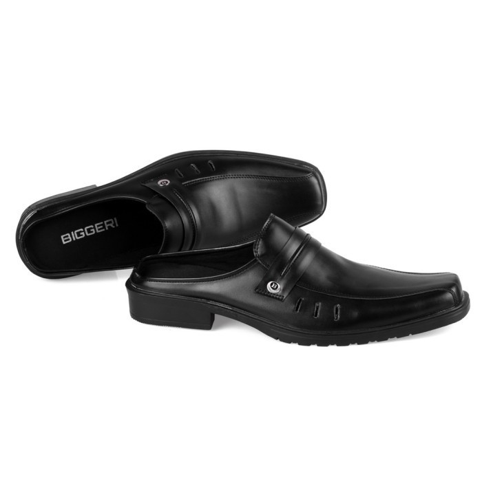 Sepatu Sandal Pria Jumbo 44 45 46 47 Bustong Big Size Kulit  - Hitam, 47