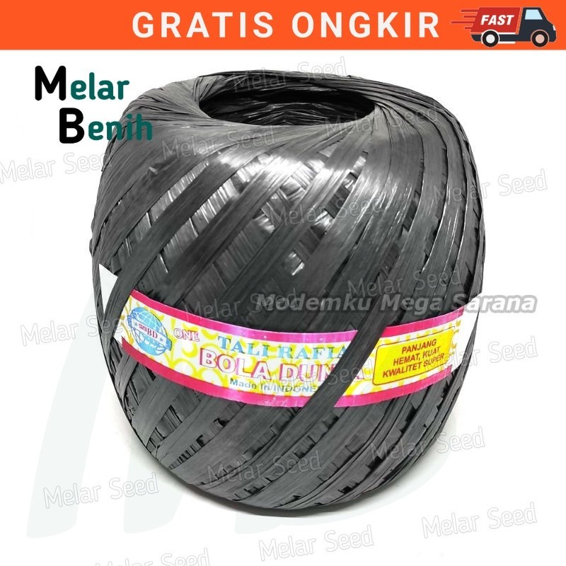 Melar Seed Tali Rafia BOLA DUNIA Kemasan 1Kg Full - Tali Hitam Kuat & Panjang - Tali Rafia Hitam Pen