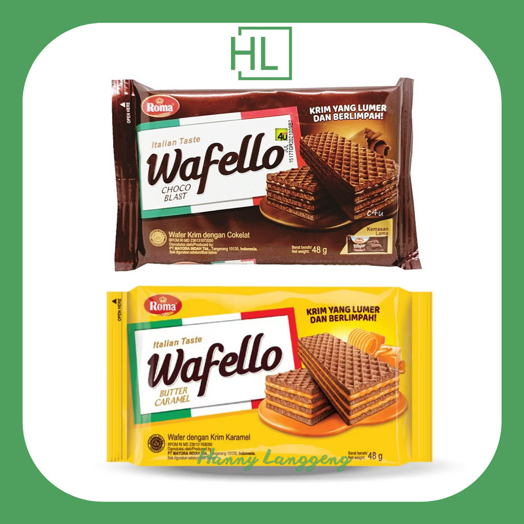 

[HL] Wafello 2000 Wafer Roma Coklat/Caramel 1 pack Isi 10 pcs @37,5 gr