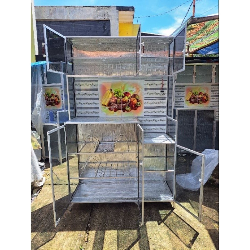 (COD) Rak Piring 3 Pintu Full Rak / Rak Dapur Minimalis / Lemari Dapur Termurah Terlaris Cirebon Kun