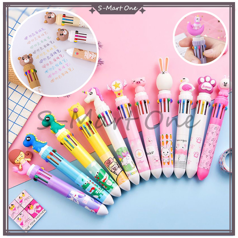 bulpen 10 warna bermotif lucu/Pena Flamigo 10 Warna /Pena Unicorn 10 Warna Pen /Pulpen 10 Warna Dino