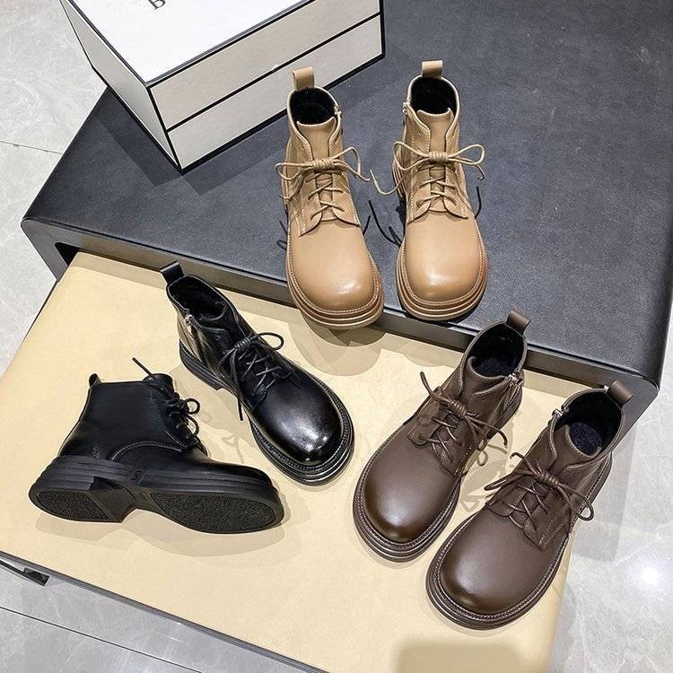 Simple 2024 Autumn/Winter New Classic Genuine Leather Martin Boots Women's Short Boots Instagram Bri
