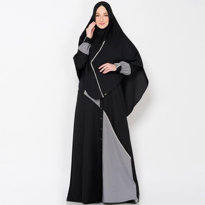 RANTI BAJU MUSLIM WANITA GAMIS SYARI | BLACK CHAMBRY LACE DRES