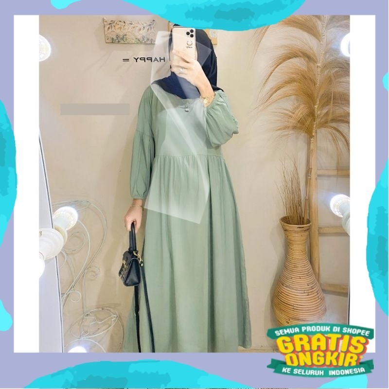 BAVINA MIDI DRESS CRINKLE AIRFLOW/pink fanta