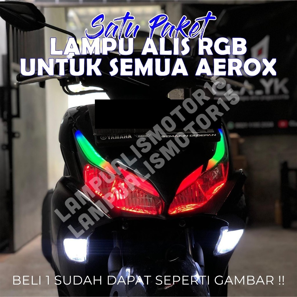 GRATIS REMOT  LAMPU ALIS RGB YAMAHA AEROX FREE DEMON EYE TINGGAL PASANG / LAMPU VARIASI AEROX