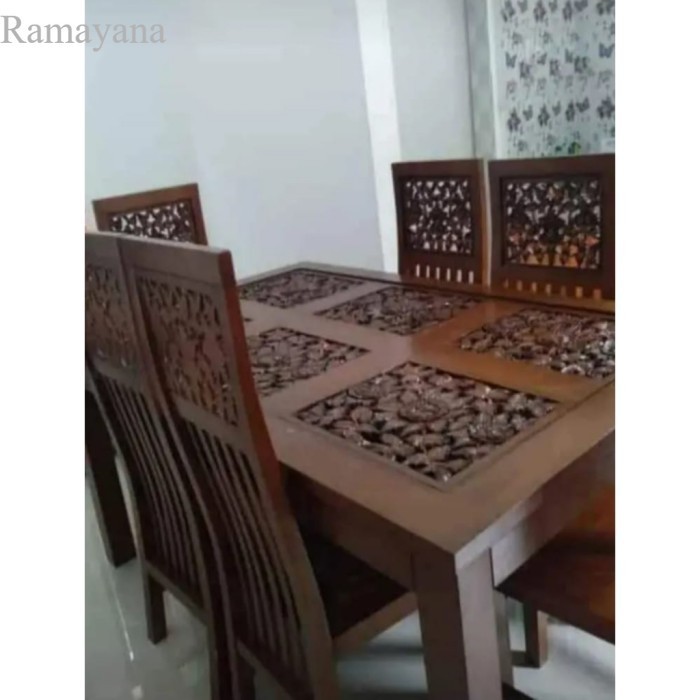 

MEJA MAKAN UKIR KAYU JATI KURSI 6 Murah