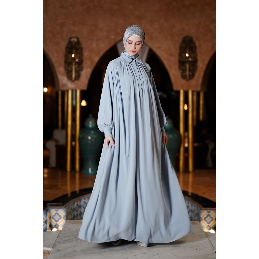 Terlaris ~Dress Muslim Mandjha Ivan Gunawan - Brezzy Dress Blue | Abaya gamis - L
