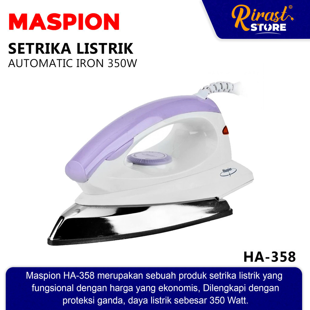 Rirast Store - MASPION Setrika Automatic Iron HA-358 / Gosokan Setrika Listrik HA358