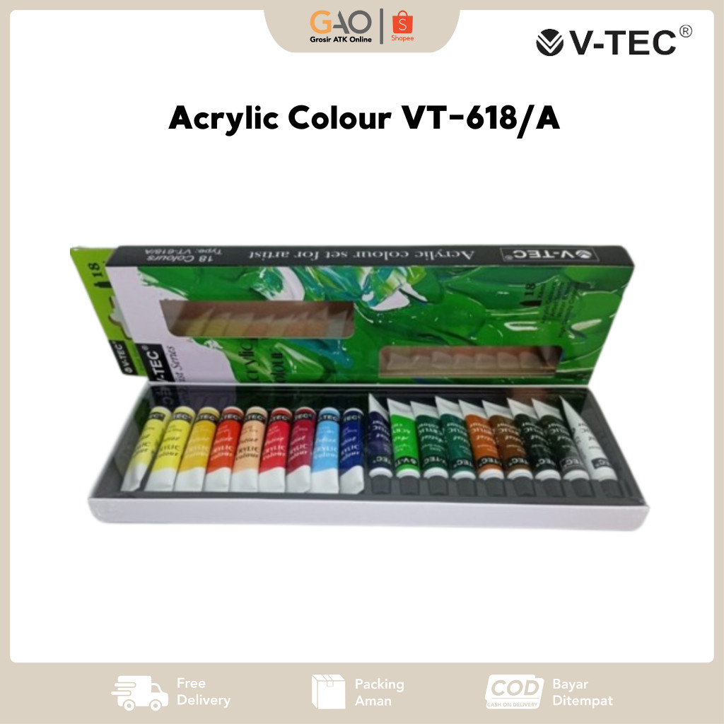 

Acrylic Colour Cat Akrilik 18 Warna V-Tec VT-618/A