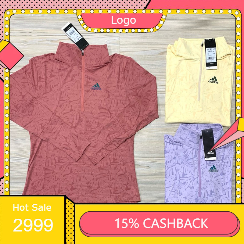 KAOS KERAH ZIPPER LENGAN PANJANG WANITA OLAHRAGA ADIDAS IMPORT PREMIUM RUNNING T-SHIRT POLO LADIES L