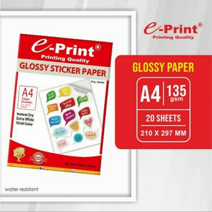 

Kertas Foto E-Print Sticker Glossy A4 135gsm 20s