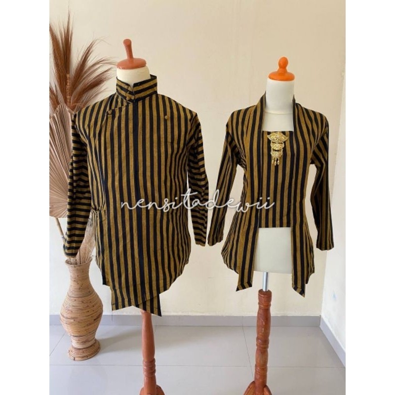 LURIK JAWA [1 Set] Surjan + Kebaya Lurik / Baju Jawa - Premium, Bahan Katun Prasojo