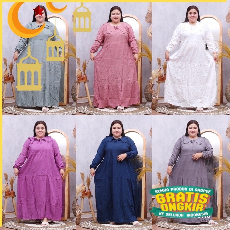 [COD] GAMIS JUMBO LD 130 RAYON PREMIUM KOREA RAYON GRADE A | BIG SIZE | LD 120 PB 135 MIDI DRESS BUS