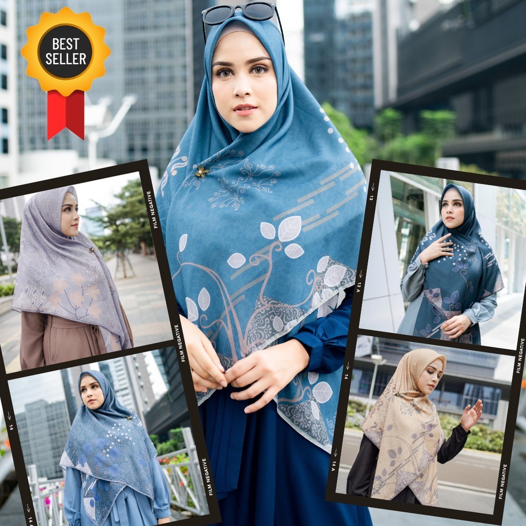 Hijab Voal Scarf Premium Jilbab Syari Printing Hijab Segi empat Motif Syar'i