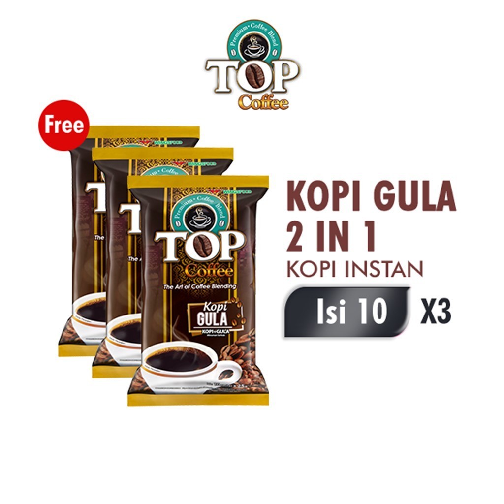 

Top Coffee Kopi Gula 2 In 1 Pack 25 gr isi 10 pcs x3
