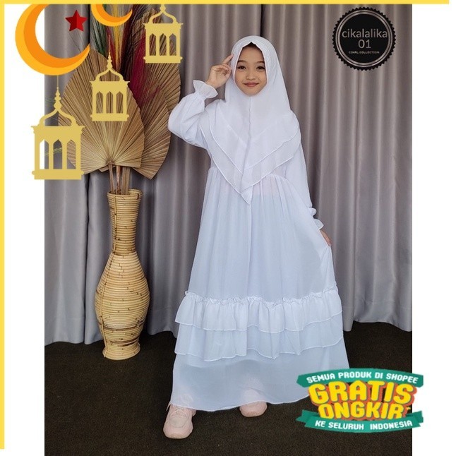 GAMIS ANAK UMPAK S,M,L,XL,XXL TANGGUNG/ PUTIH CERUTY UMPAK FULL FURING/Maron merah bata red anak tan