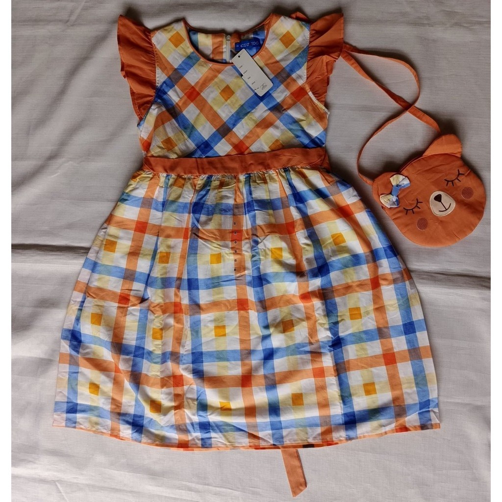 8/-K1DZ T00/Dress Lengan Pendek/Dress Anak/Orange/2024