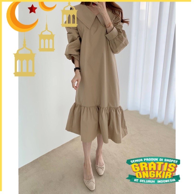 Korean Mermaid Maxi Dress / Dress Panjang / Dress Wanita / Dress Korea / Dress Hijab / Dress Mermaid